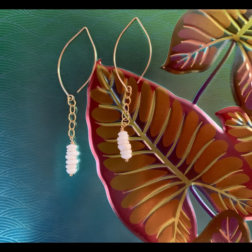 Hawaiian Puka Shell Dangle Earrings